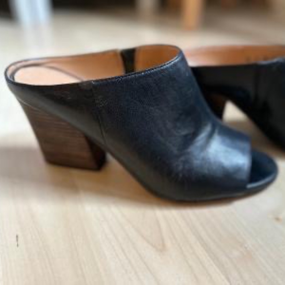 Franco Sorta Leather Mule Slides, Black, Size 9.5 - image 1